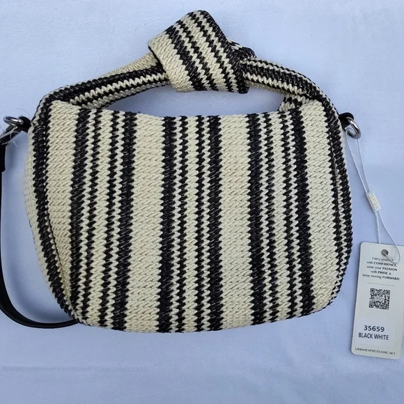 NWT Urban Expressions Black And White Stripe Casual Tracy Bag - Picture 1 of 6